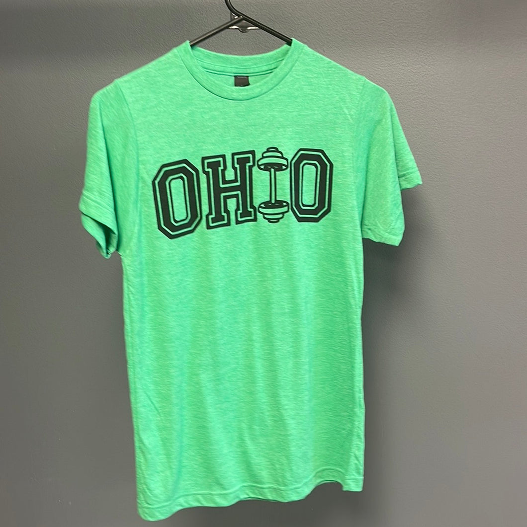 Green with black Ohio letters